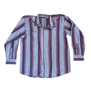 Sergio Louis Shirt Italy Striped Long Sleeve Button Up L/G 16-16.5